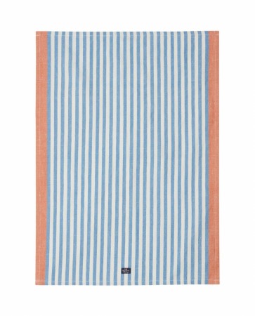LEXINGTON Stripete kjøkkenhåndkle i linblanding blå/terra