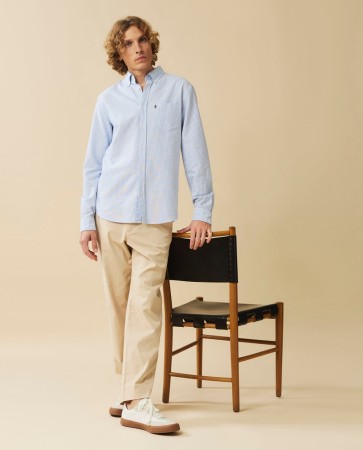 LEXINGTON Casual Stripet Oxfordskjorte Blå