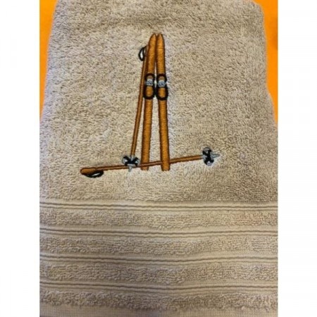 Håndkle med Ski-motiv, 30x50cm Sand