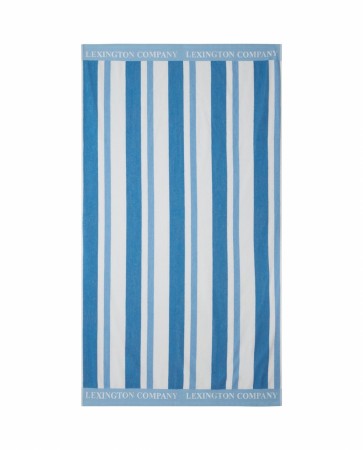 LEXINGTON Strandhåndkle i stripete frotté blå/ hvit