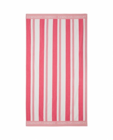LEXINGTON Strandhåndkle i stripete frotté rosa/ hvit