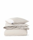 LEXINGTON stripete sengesett i bomullspercale – Olive/White 140x220cm thumbnail
