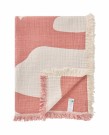 LEXINGTON Jacquard-sommerpledd i økologisk bomull, korall/hvit thumbnail