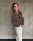 RÊVE Louise trekantskjerf, beige melange, merinoull og cashmere thumbnail