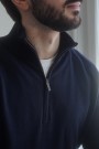LEXINGTON Merino ullgenser med half-zip, mørk blå thumbnail