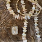 A&C Oslo Kort kjede, nature beads, beige thumbnail
