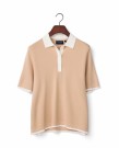LEXINGTON Kortermet milanostrikket polo, beige thumbnail