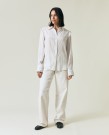LEXINGTON Jacquardvevd hvit bluse med volanger thumbnail