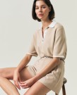 LEXINGTON Kortermet milanostrikket polo, beige thumbnail