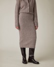 LEXINGTON – Strikket midiskjørt i merinoullblanding – Beige thumbnail