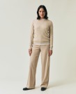 LEXINGTON Kabelstrikket lys beige genser, 100 % økologisk bomull thumbnail