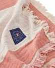 LEXINGTON Jacquard-sommerpledd i økologisk bomull, korall/hvit thumbnail