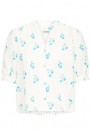 ICHI Judite SH Bluse – Cream med blått blomsterprint thumbnail