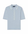 LEXINGTON Strikket poloskjorte med bølgekant – Lys blå thumbnail