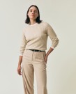 LEXINGTON Kabelstrikket lys beige genser, 100 % økologisk bomull thumbnail