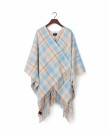 LEXINGTON Rutete ullponcho, lys blå thumbnail