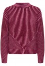 ICHI Kamara LS – Stripet Strikkegenser, Rosa og burgunder thumbnail