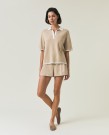 LEXINGTON Kortermet milanostrikket polo, beige thumbnail
