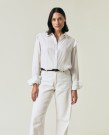 LEXINGTON Jacquardvevd hvit bluse med volanger thumbnail