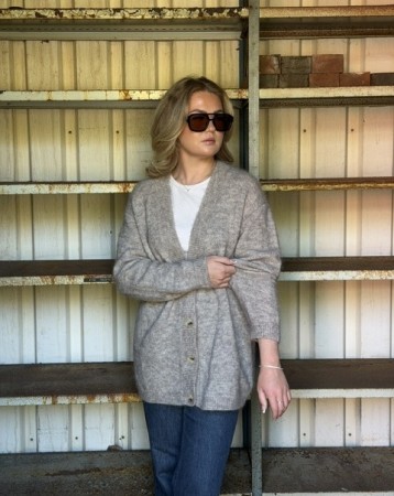 RÊVE Caroline lang cardigan – Walnut i ull og mohair