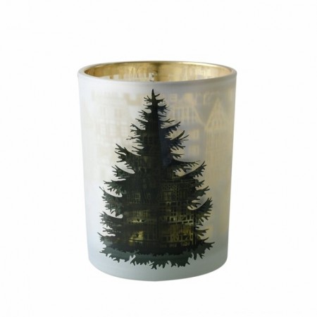 HOLMEN Hovden telysholder, H:12,5cm – Hvit/Grønn, 