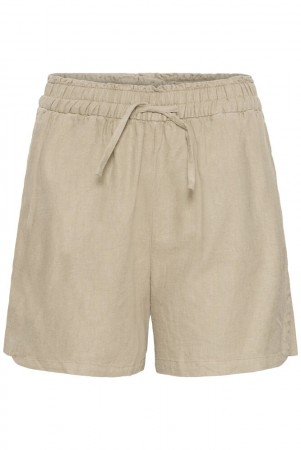 ICHI Linno Shorts – Varm beige