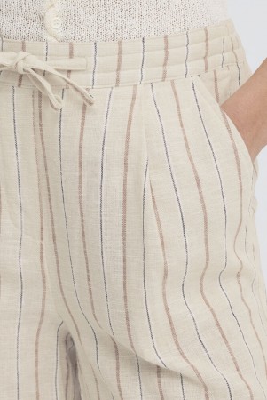 ICHI Linno Shorts – Brun/ hvit stripet