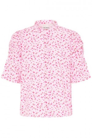 ICHI Qwin Bluse – Rosa blomster print