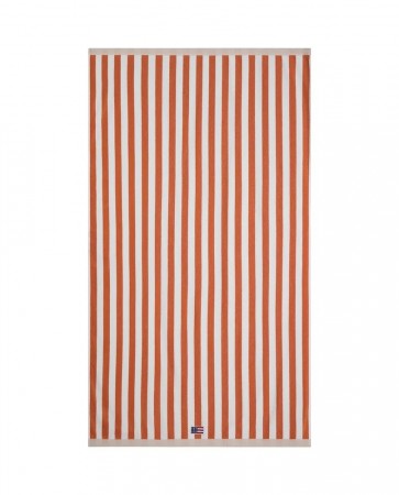 LEXINGTON Blokkstripet strandhåndkle, Peach melon 100x180cm