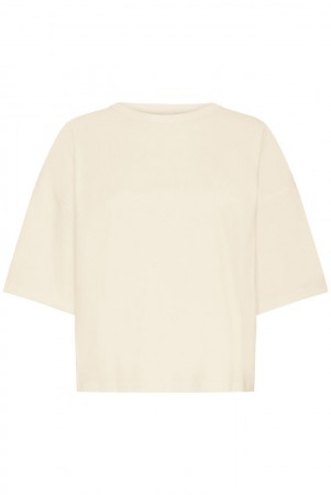 ICHI Palmer Løs T-skjorte – Beige Melange 