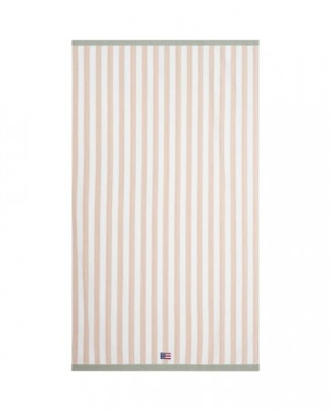 LEXINGTON Blokkstripet strandhåndkle, Moonbeam 100x180cm