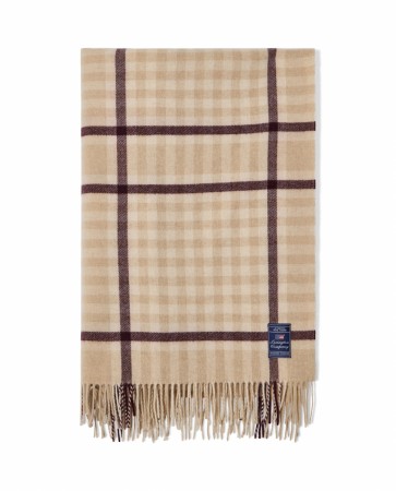 LEXINGTON Rutete pledd i resirkulert ull – Beige/Burgunder