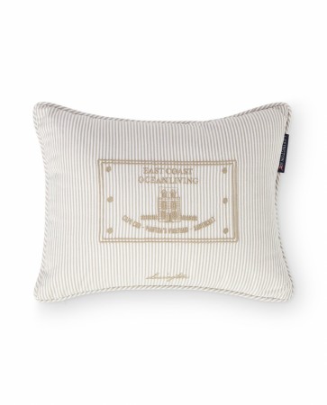 LEXINGTON Stripet økologisk bomullspute, beige, 40×30cm