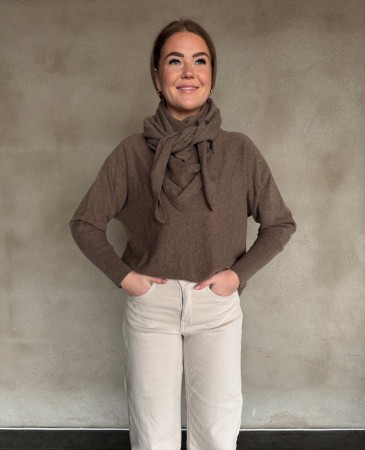 RÊVE Louise trekantskjerf, beige melange, merinoull og cashmere