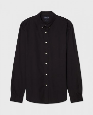 LEXINGTON Sort flanellskjorte i bomull med button down-krage