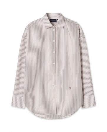 LEXINGTON Oversized stripete skjorte – Beige/hvit