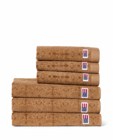 LEXINGTON velourhåndkle med ornamentmønster – Fudge 70x130cm