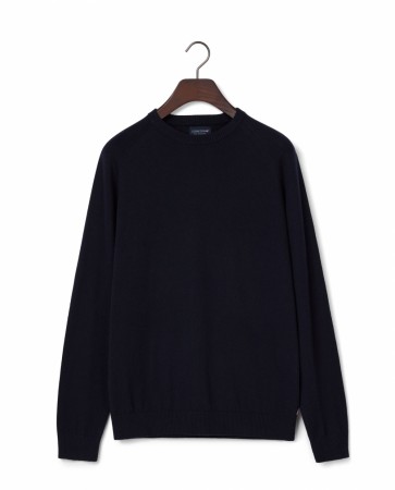 LEXINGTON Merino ullgenser med rund hals, mørkeblå