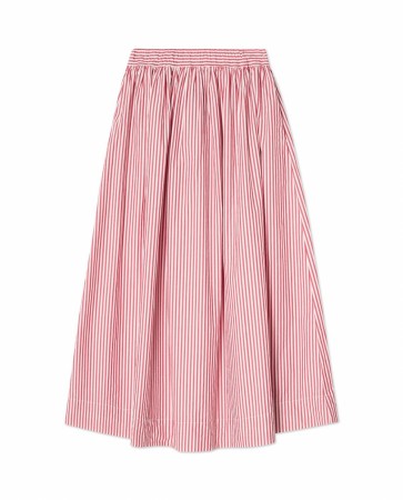 LEXINGTON Stripet midi-skjørt – Rød/Hvit