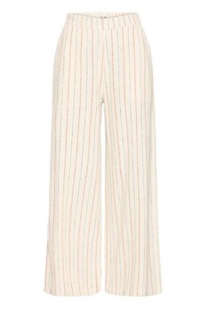 ICHI Linno Bukse – Brun/hvit stripete