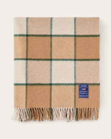 LEXINGTON Rutet pledd i resirkulert ull – Beige/Lys beige/Grønn