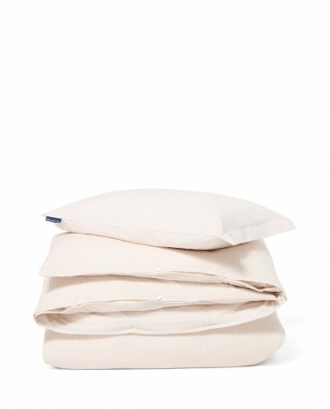 LEXINGTON Stripet sengesett i bomullssateng, beige/hvit 140x200cm