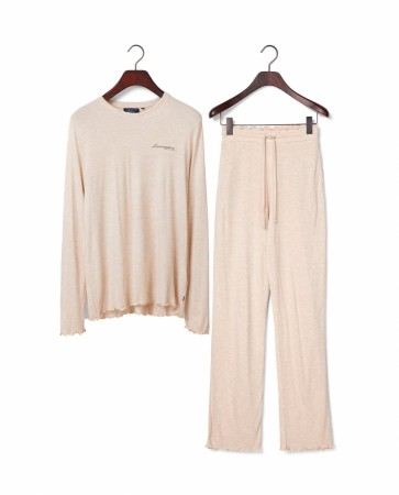 LEXINGTON Pyjamassett i viskose/modal-blanding, Lysbeige