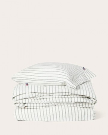 LEXINGTON Flanell sengesett – Hvit/Grønn/Beige 140x220cm