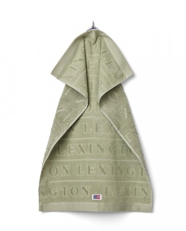LEXINGTON Velour jacquardhåndkle med logo, Vintage Green 30x50cm